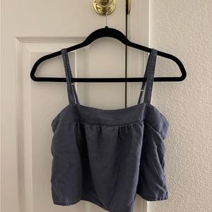 Abercrombie Cornflower Blue Linen Crop Top